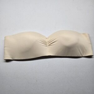 Lilyette Women Bra 40B Beige Bandeau Wireless Strapless Multi Way